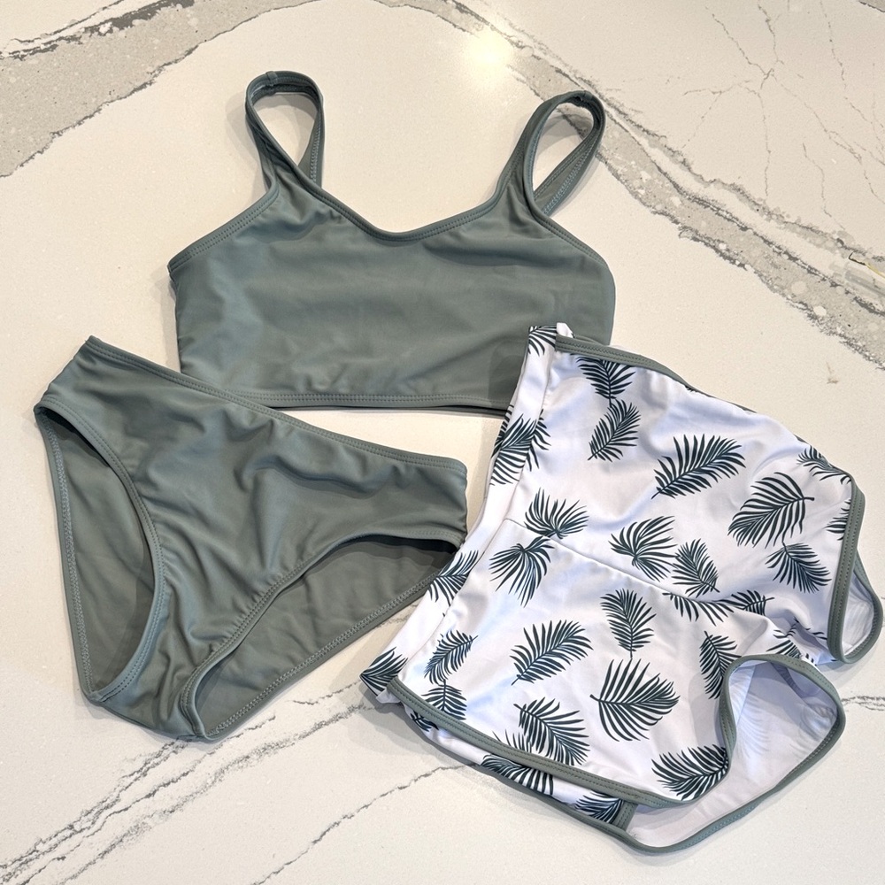 SHEIN Girls 3 piece bikini swimsuit with coverup Size 8-9Y